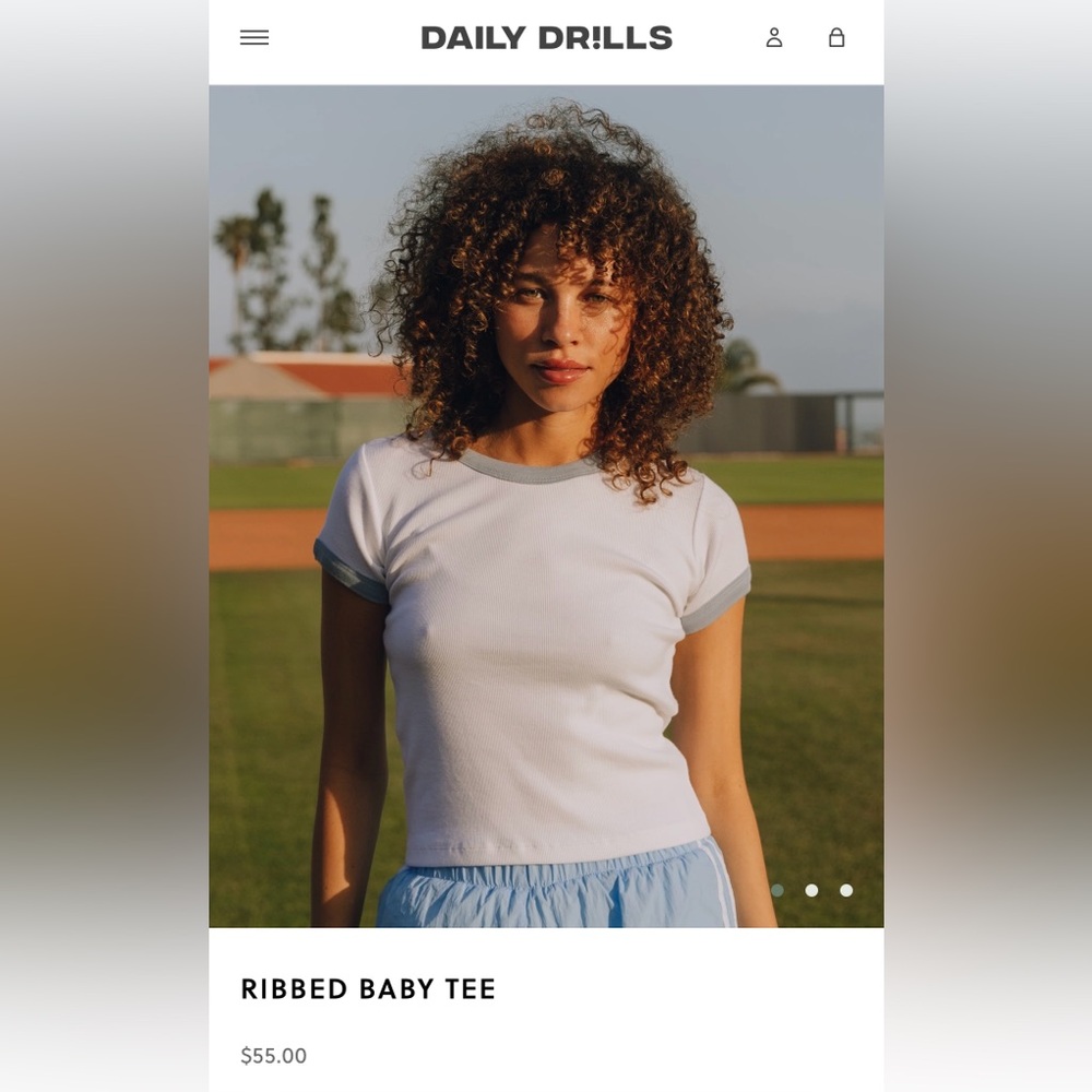 Daily Drills Ribbed Baby Tee white & mist